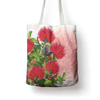 New Zealand Fantail Tote Bag Maori Koru With Pohutukawa Flowers - Aussie Hoodie