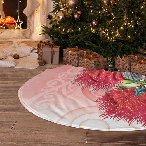 New Zealand Fantail Tree Skirt Maori Koru With Pohutukawa Flowers