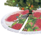 New Zealand Fantail Tree Skirt Maori Koru With Pohutukawa Flowers