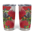 New Zealand Fantail Tumbler Cup Maori Koru With Pohutukawa Flowers - Aussie Hoodie