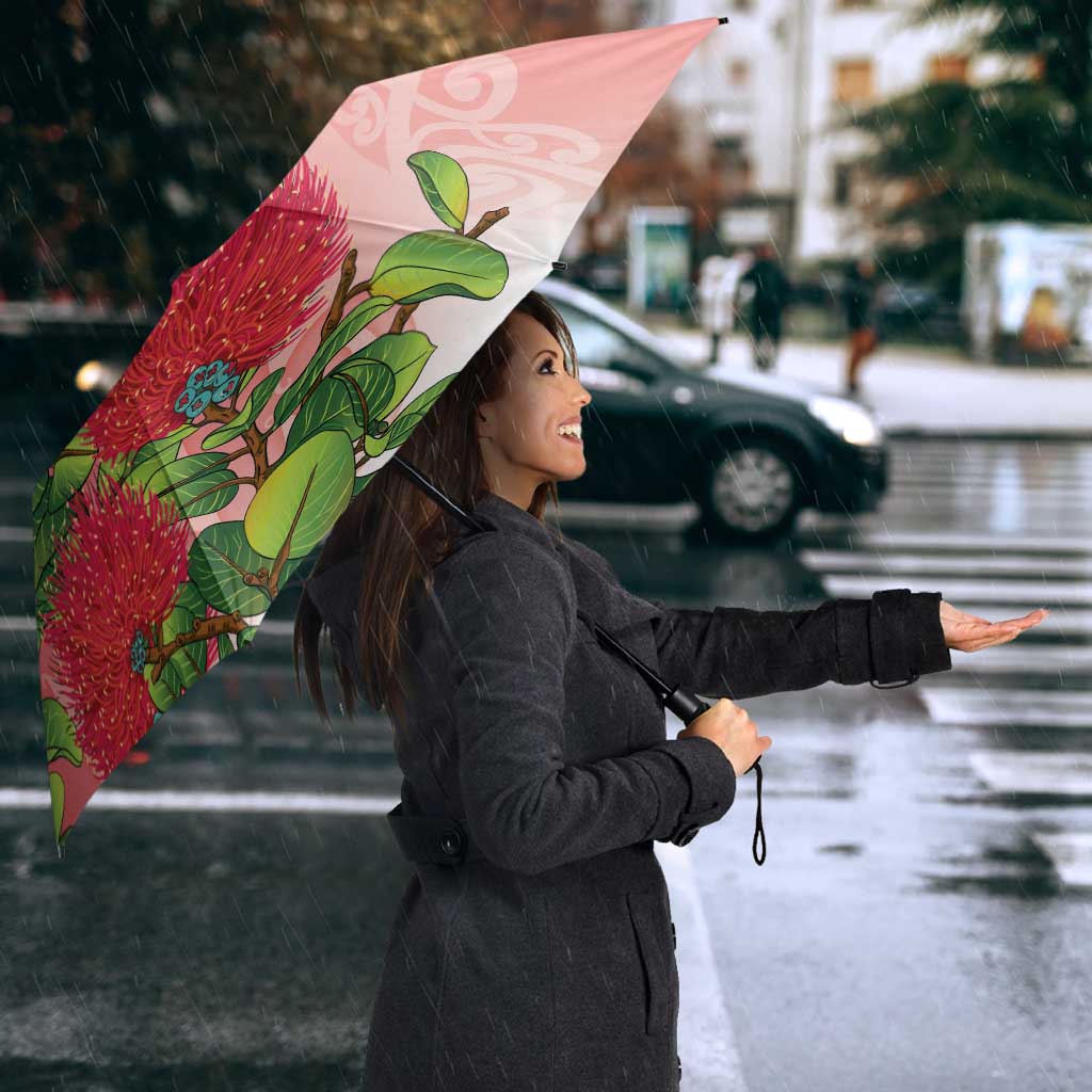 New Zealand Fantail Umbrella Maori Koru With Pohutukawa Flowers - Aussie Hoodie