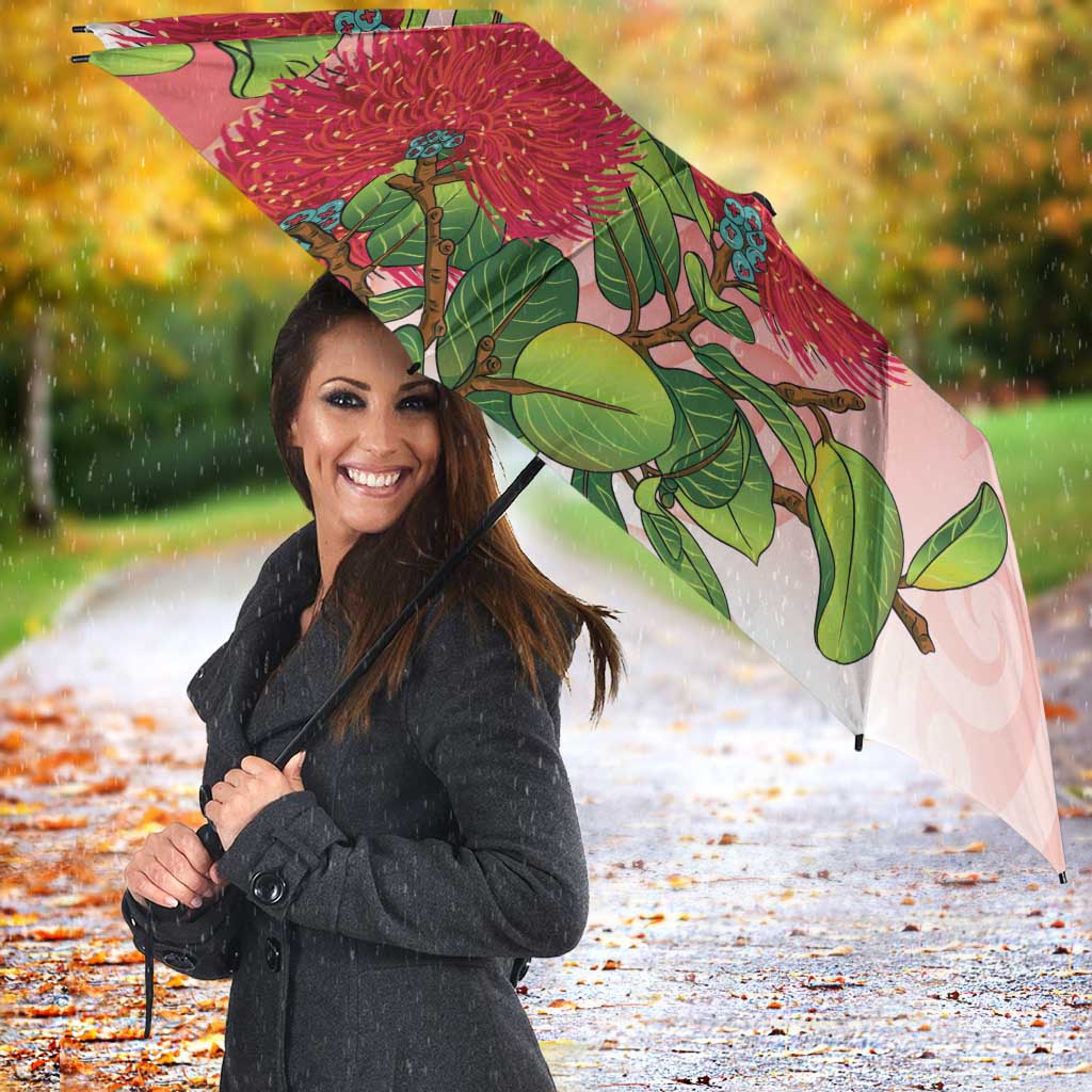 New Zealand Fantail Umbrella Maori Koru With Pohutukawa Flowers - Aussie Hoodie