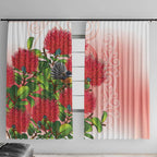 New Zealand Fantail Window Curtain Maori Koru With Pohutukawa Flowers - Aussie Hoodie