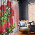 New Zealand Fantail Window Curtain Maori Koru With Pohutukawa Flowers - Aussie Hoodie