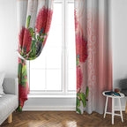 New Zealand Fantail Window Curtain Maori Koru With Pohutukawa Flowers - Aussie Hoodie