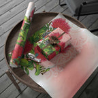 New Zealand Fantail Wrapping Paper Maori Koru With Pohutukawa Flowers