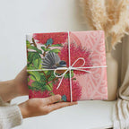 New Zealand Fantail Wrapping Paper Maori Koru With Pohutukawa Flowers