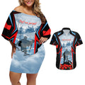Australia ANZAC Day Couples Matching Off Shoulder Short Dress and Hawaiian Shirt Gallipoli Soldiers Simple Style