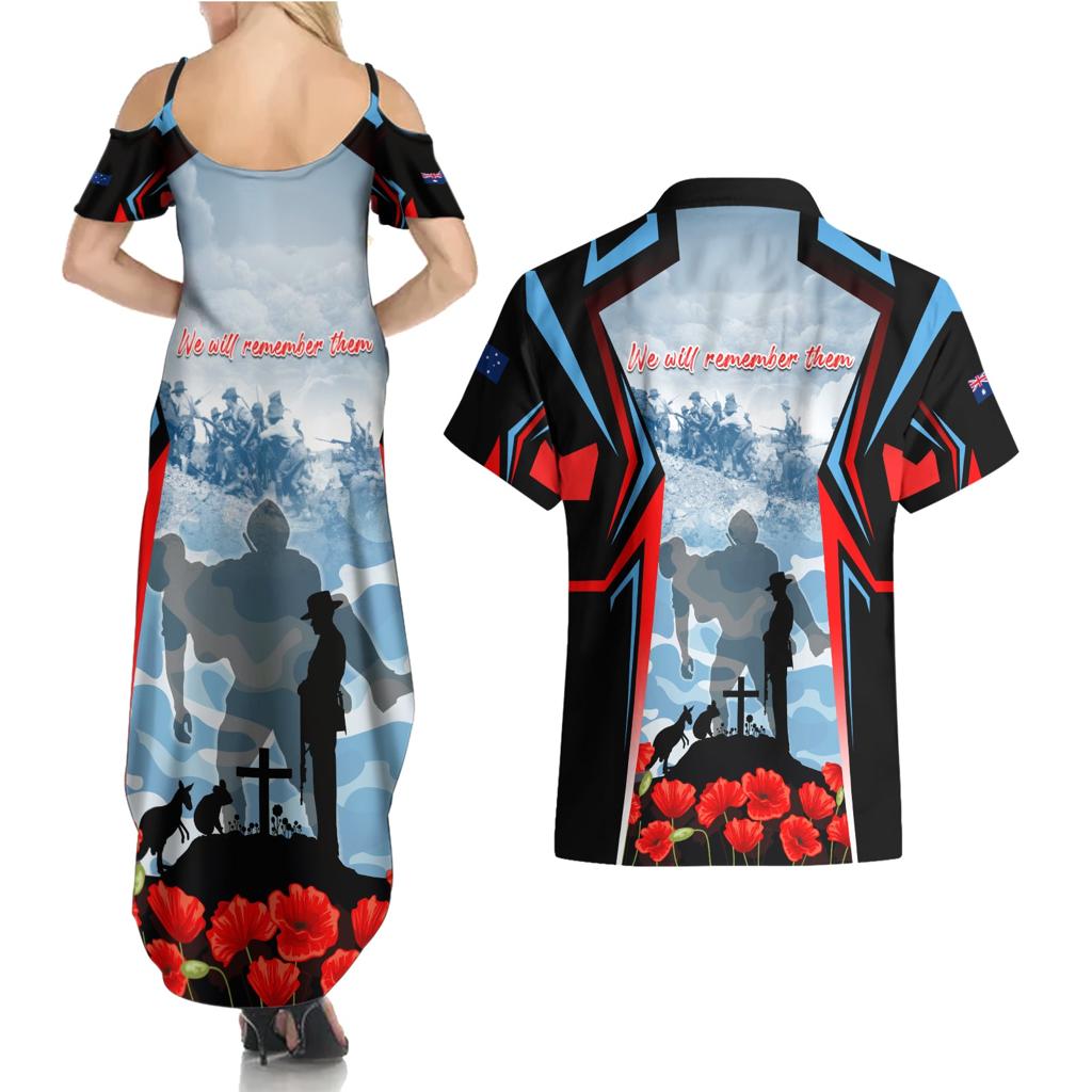Australia ANZAC Day Couples Matching Summer Maxi Dress and Hawaiian Shirt Gallipoli Soldiers Simple Style