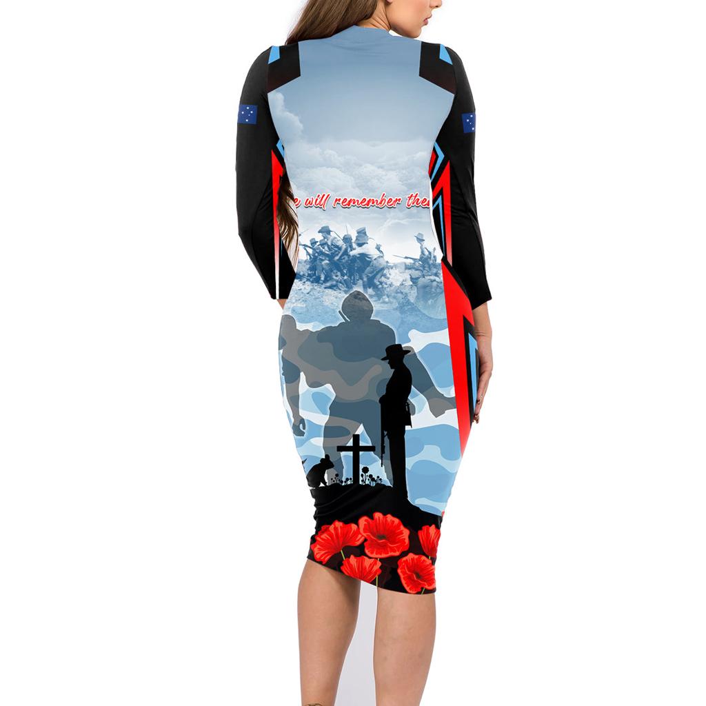 Australia ANZAC Day Family Matching Long Sleeve Bodycon Dress and Hawaiian Shirt Gallipoli Soldiers Simple Style
