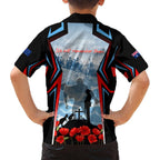 Australia ANZAC Day Family Matching Off Shoulder Short Dress and Hawaiian Shirt Gallipoli Soldiers Simple Style