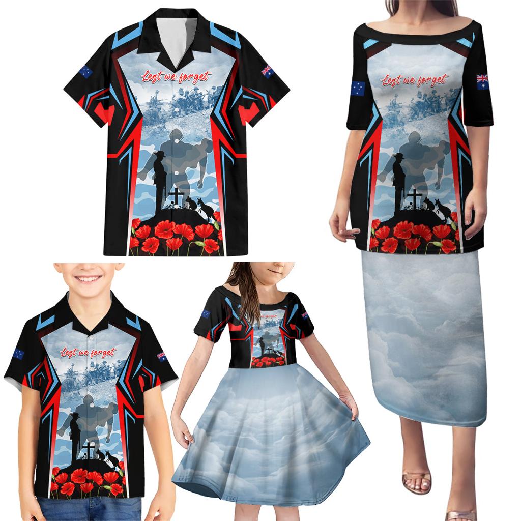 Australia ANZAC Day Family Matching Puletasi and Hawaiian Shirt Gallipoli Soldiers Simple Style