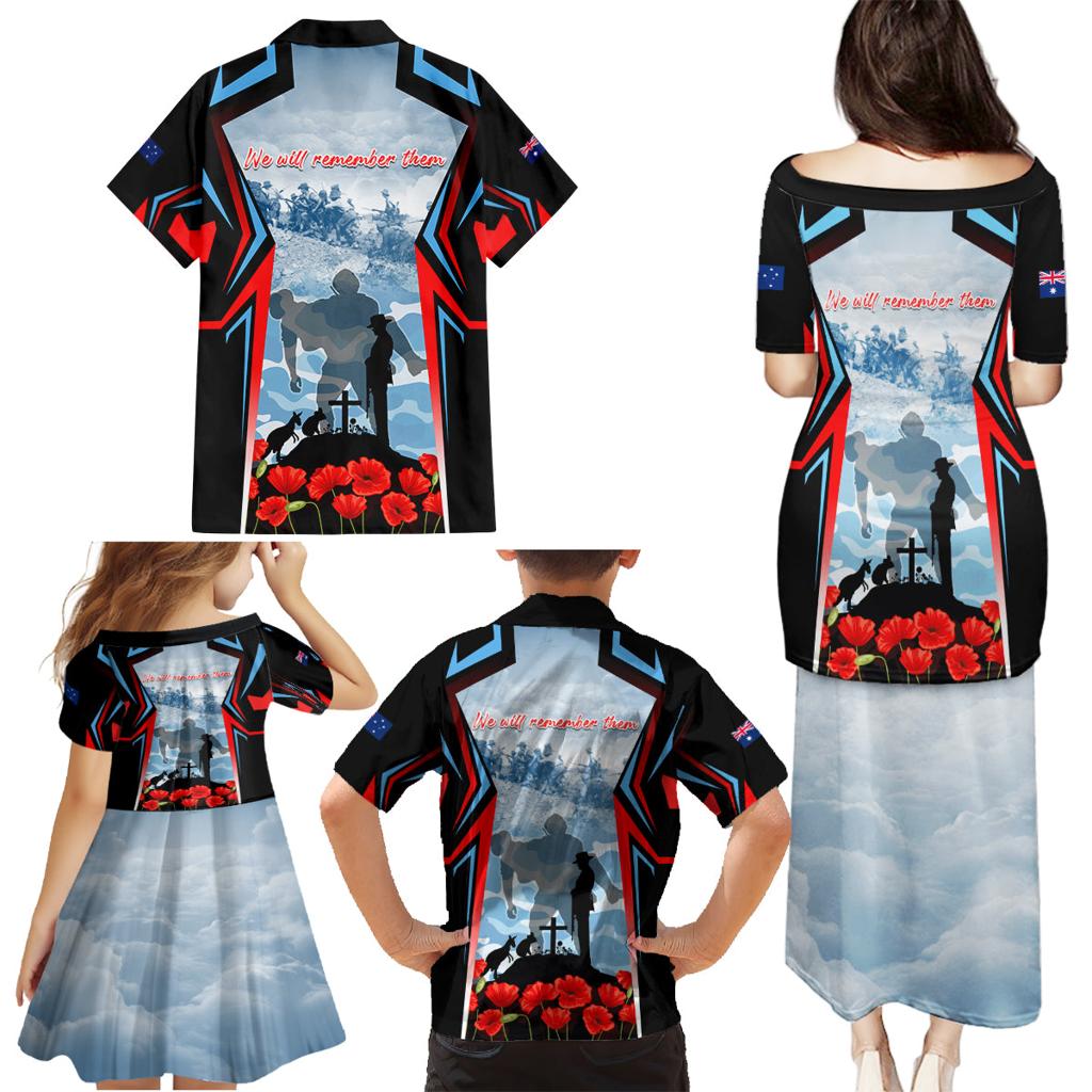Australia ANZAC Day Family Matching Puletasi and Hawaiian Shirt Gallipoli Soldiers Simple Style