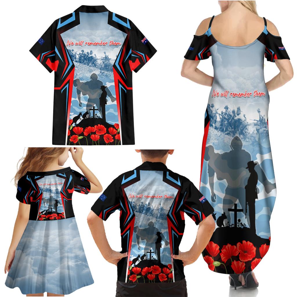 Australia ANZAC Day Family Matching Summer Maxi Dress and Hawaiian Shirt Gallipoli Soldiers Simple Style