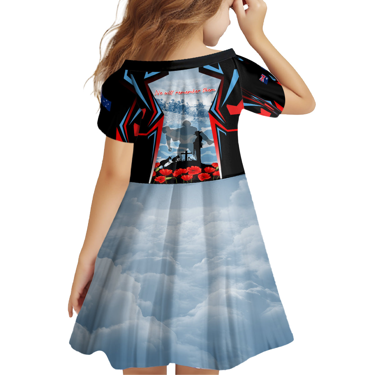 Australia ANZAC Day Kid Short Sleeve Dress Gallipoli Soldiers Simple Style