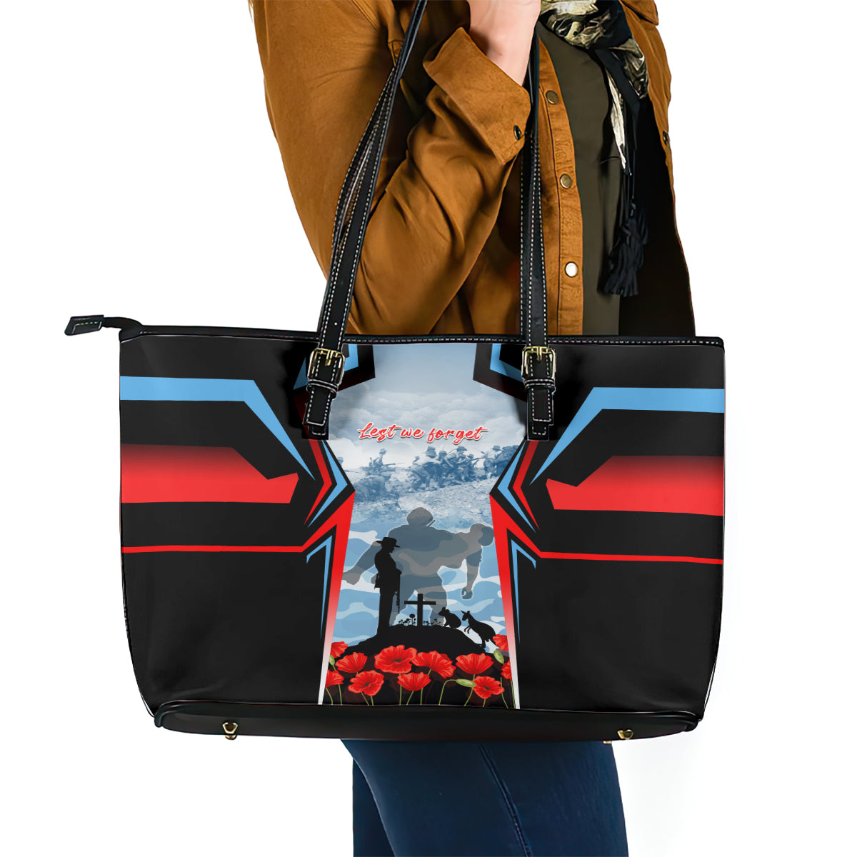 Australia ANZAC Day Leather Tote Bag Gallipoli Soldiers Simple Style