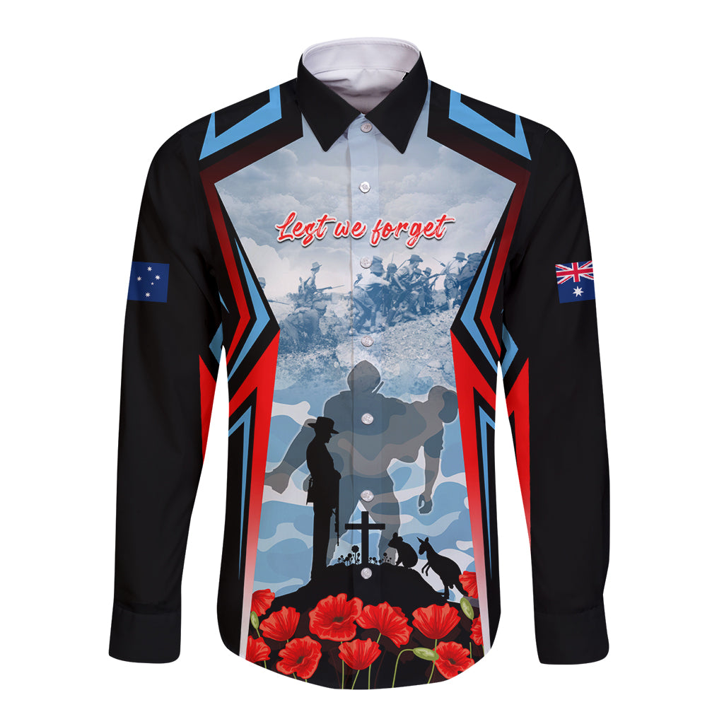 Australia ANZAC Day Long Sleeve Button Shirt Gallipoli Soldiers Simple Style