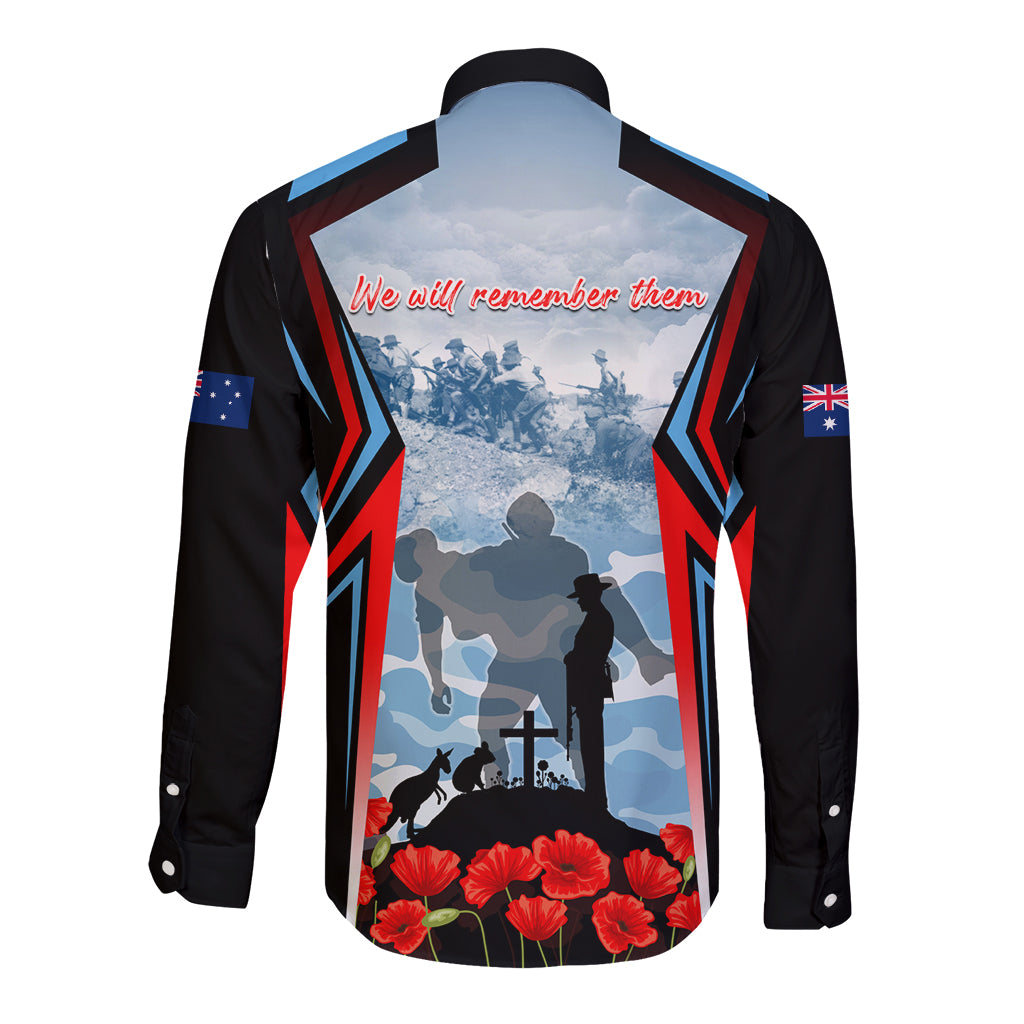 Australia ANZAC Day Long Sleeve Button Shirt Gallipoli Soldiers Simple Style