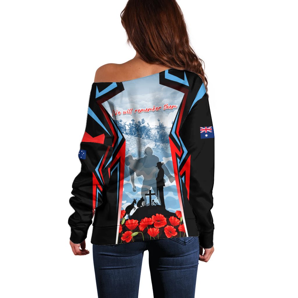 Australia ANZAC Day Off Shoulder Sweater Gallipoli Soldiers Simple Style