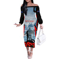 Australia ANZAC Day Off The Shoulder Long Sleeve Dress Gallipoli Soldiers Simple Style