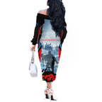 Australia ANZAC Day Off The Shoulder Long Sleeve Dress Gallipoli Soldiers Simple Style