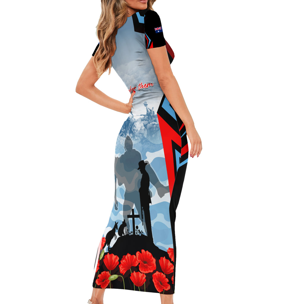 Australia ANZAC Day Short Sleeve Bodycon Dress Gallipoli Soldiers Simple Style