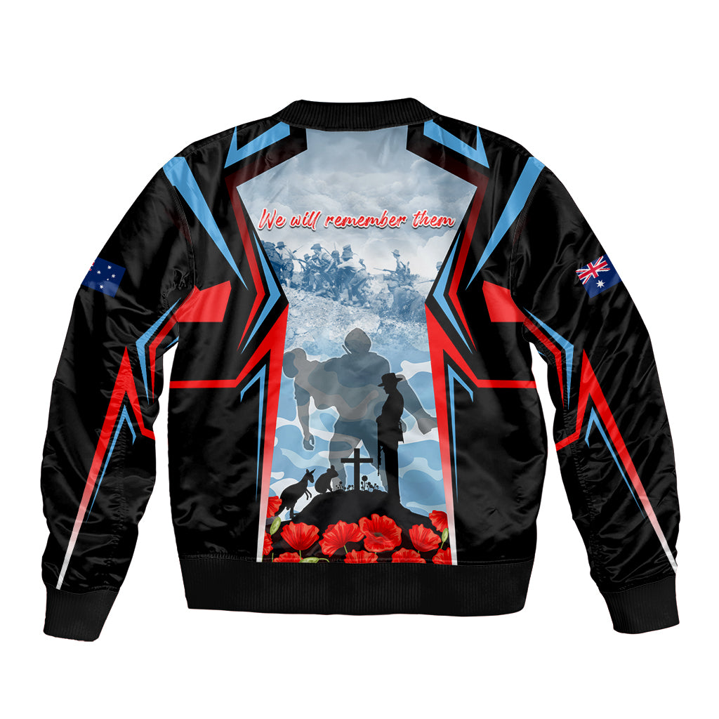 Australia ANZAC Day Sleeve Zip Bomber Jacket Gallipoli Soldiers Simple Style