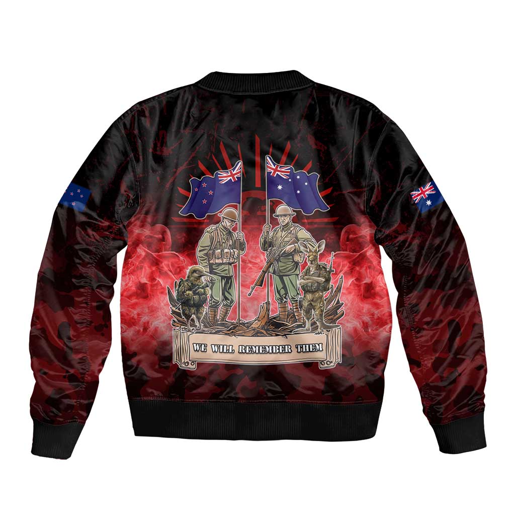Australia And New Zealand ANZAC Day Bomber Jacket Soldiers Lest We Forget