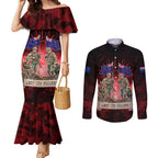 Australia And New Zealand ANZAC Day Couples Matching Mermaid Dress and Long Sleeve Button Shirt Soldiers Lest We Forget