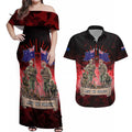 Australia And New Zealand ANZAC Day Couples Matching Off Shoulder Maxi Dress and Hawaiian Shirt Soldiers Lest We Forget