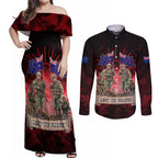 Australia And New Zealand ANZAC Day Couples Matching Off Shoulder Maxi Dress and Long Sleeve Button Shirt Soldiers Lest We Forget