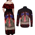 Australia And New Zealand ANZAC Day Couples Matching Off Shoulder Maxi Dress and Long Sleeve Button Shirt Soldiers Lest We Forget