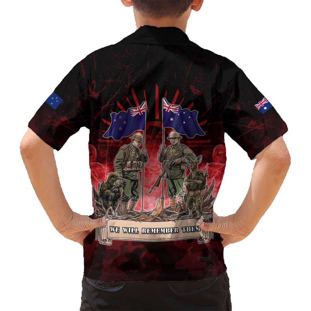 Australia And New Zealand ANZAC Day Family Matching Long Sleeve Bodycon Dress and Hawaiian Shirt Soldiers Lest We Forget