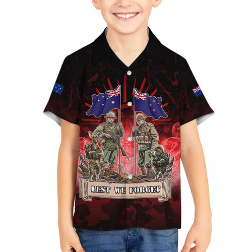 Australia And New Zealand ANZAC Day Family Matching Long Sleeve Bodycon Dress and Hawaiian Shirt Soldiers Lest We Forget
