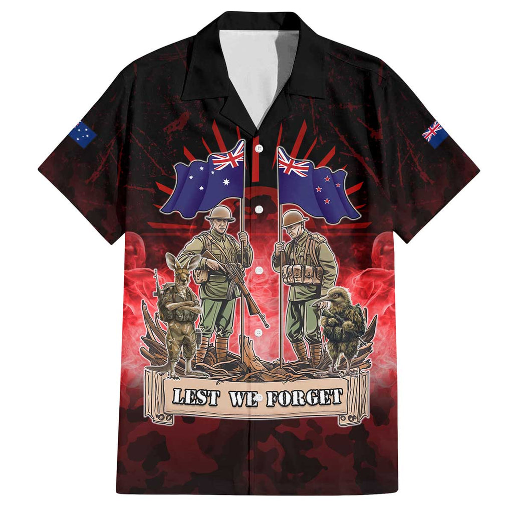 Australia And New Zealand ANZAC Day Family Matching Off The Shoulder Long Sleeve Dress and Hawaiian Shirt Soldiers Lest We Forget