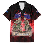 Australia And New Zealand ANZAC Day Family Matching Off The Shoulder Long Sleeve Dress and Hawaiian Shirt Soldiers Lest We Forget