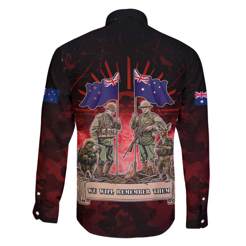 Australia And New Zealand ANZAC Day Family Matching Off The Shoulder Long Sleeve Dress and Hawaiian Shirt Soldiers Lest We Forget