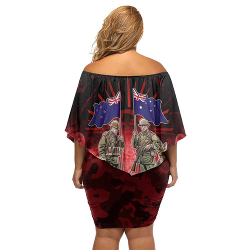 Australia And New Zealand ANZAC Day Family Matching Off Shoulder Short Dress and Hawaiian Shirt Soldiers Lest We Forget