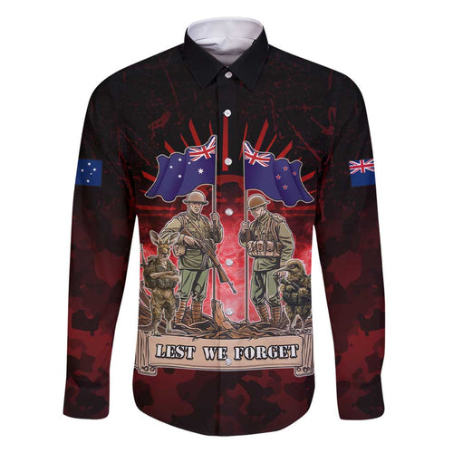 Australia And New Zealand ANZAC Day Family Matching Short Sleeve Bodycon Dress and Hawaiian Shirt Soldiers Lest We Forget