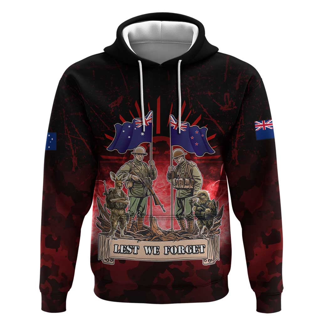 Australia And New Zealand ANZAC Day Hoodie Soldiers Lest We Forget