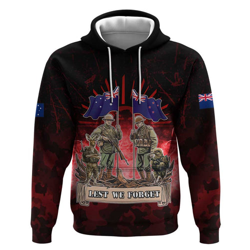 Australia And New Zealand ANZAC Day Hoodie Soldiers Lest We Forget