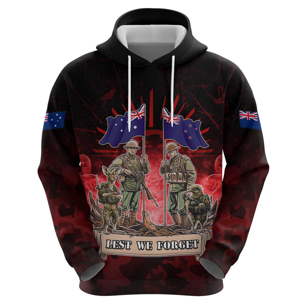 Australia And New Zealand ANZAC Day Hoodie Soldiers Lest We Forget