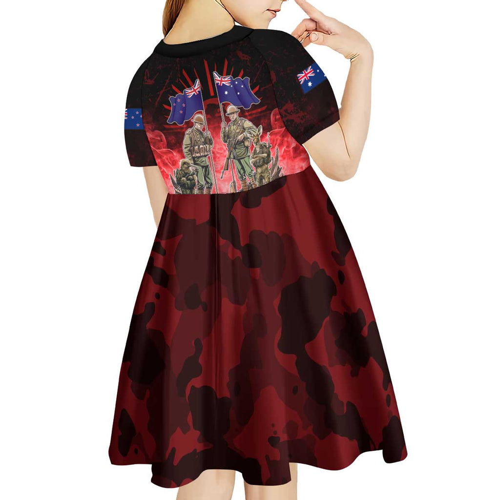 Australia And New Zealand ANZAC Day Kid Short Sleeve Dress Soldiers Lest We Forget