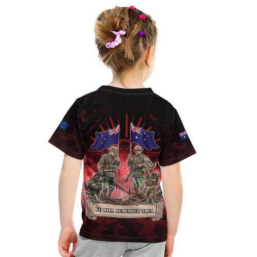Australia And New Zealand ANZAC Day Kid T Shirt Soldiers Lest We Forget