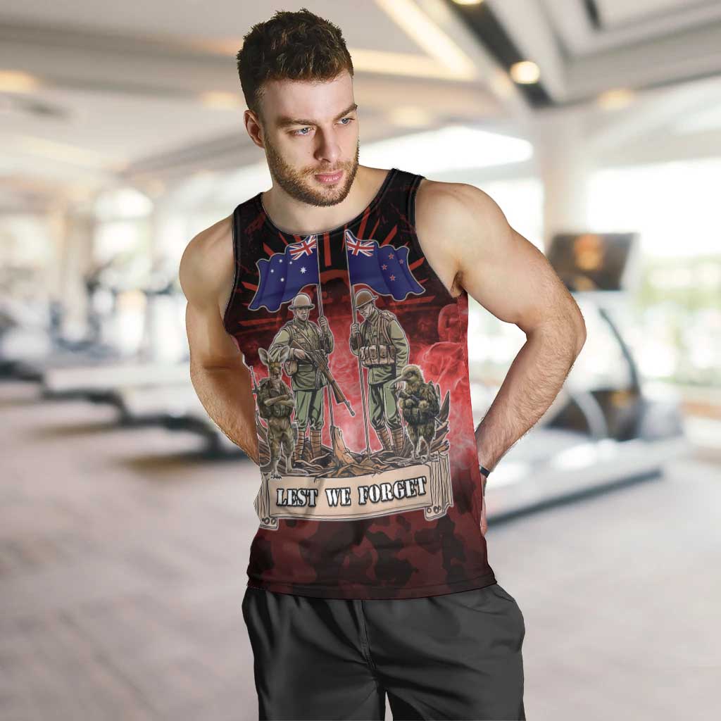 Australia And New Zealand ANZAC Day Men Tank Top Soldiers Lest We Forget