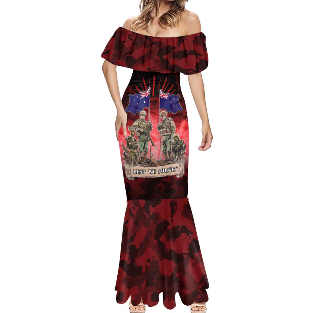 Australia And New Zealand ANZAC Day Mermaid Dress Soldiers Lest We Forget