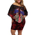 Australia And New Zealand ANZAC Day Off Shoulder Short Dress Soldiers Lest We Forget