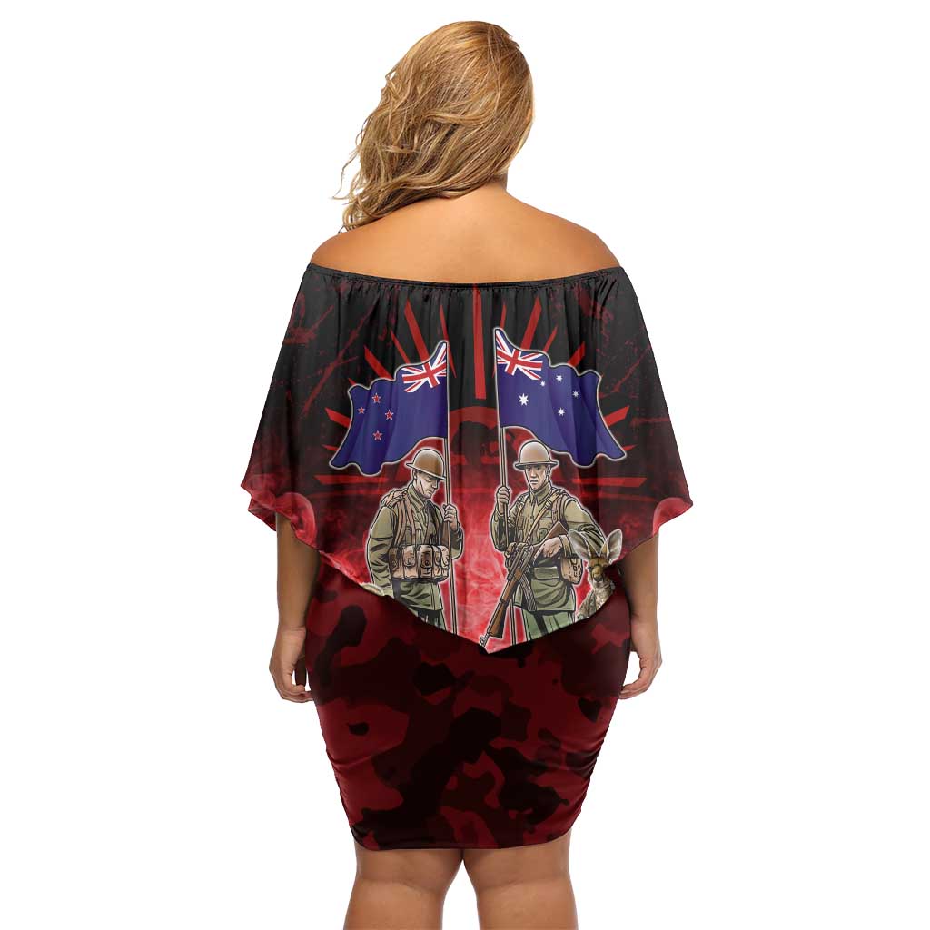 Australia And New Zealand ANZAC Day Off Shoulder Short Dress Soldiers Lest We Forget