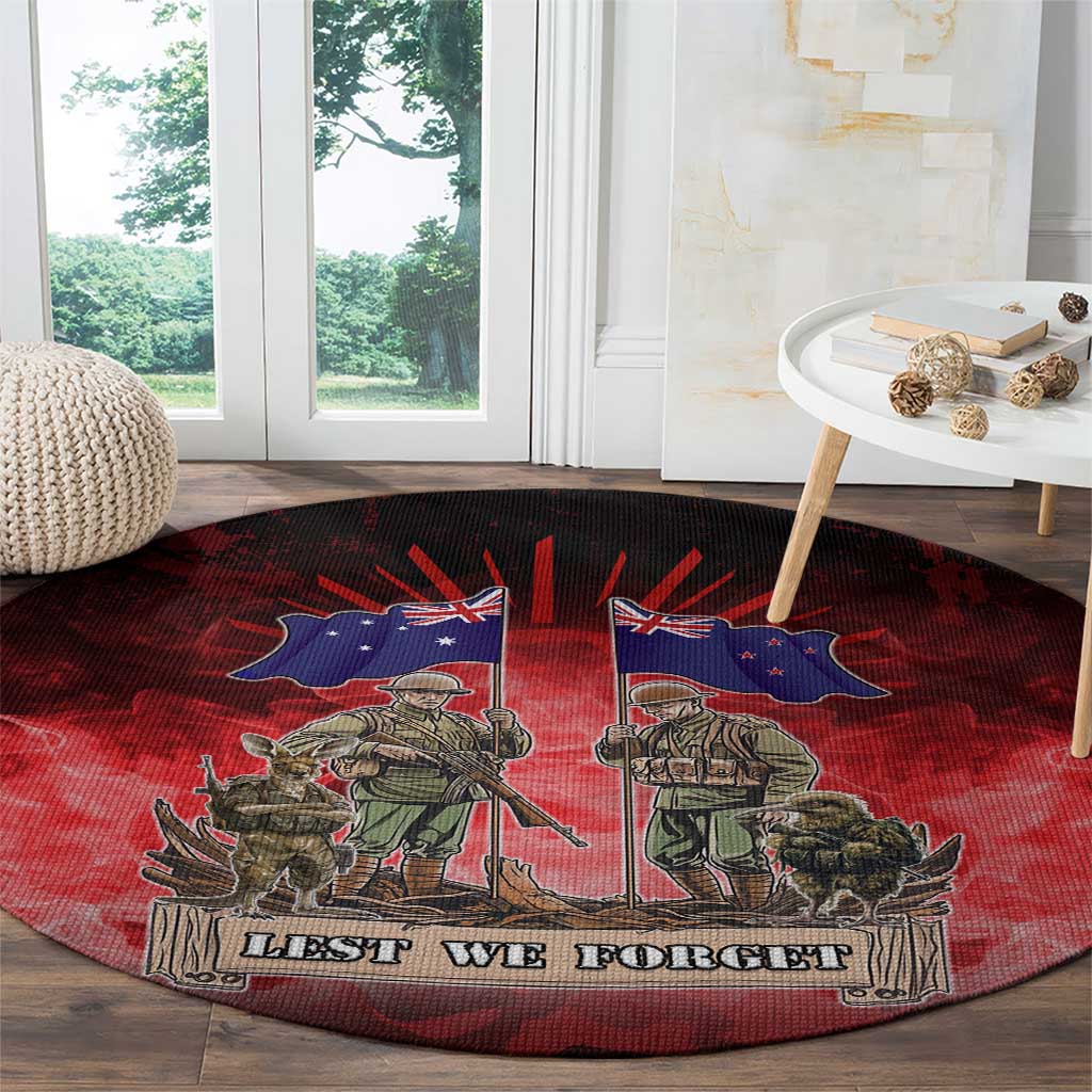 Australia And New Zealand ANZAC Day Round Carpet Soldiers Lest We Forget