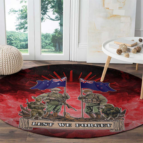 Australia And New Zealand ANZAC Day Round Carpet Soldiers Lest We Forget